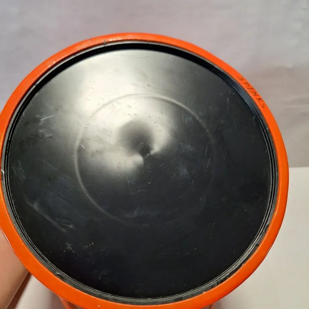 Retro Orange Mid Century Modern Ice Bucket Vinyl & White PVC Tonal Orange  Knob